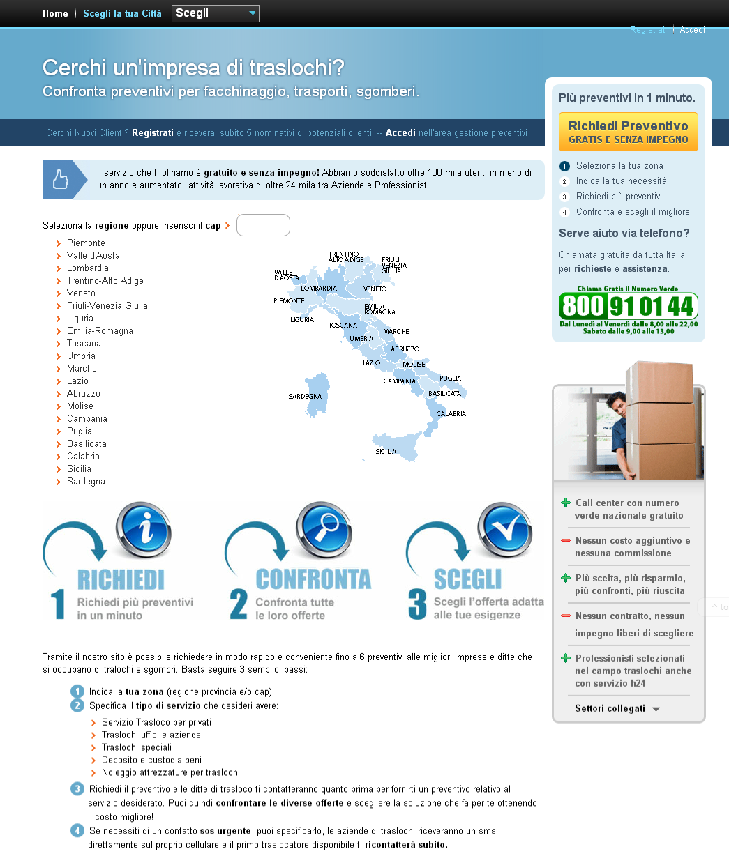 Imprendo.org ti aiuta a trovare un'impresa di traslochi