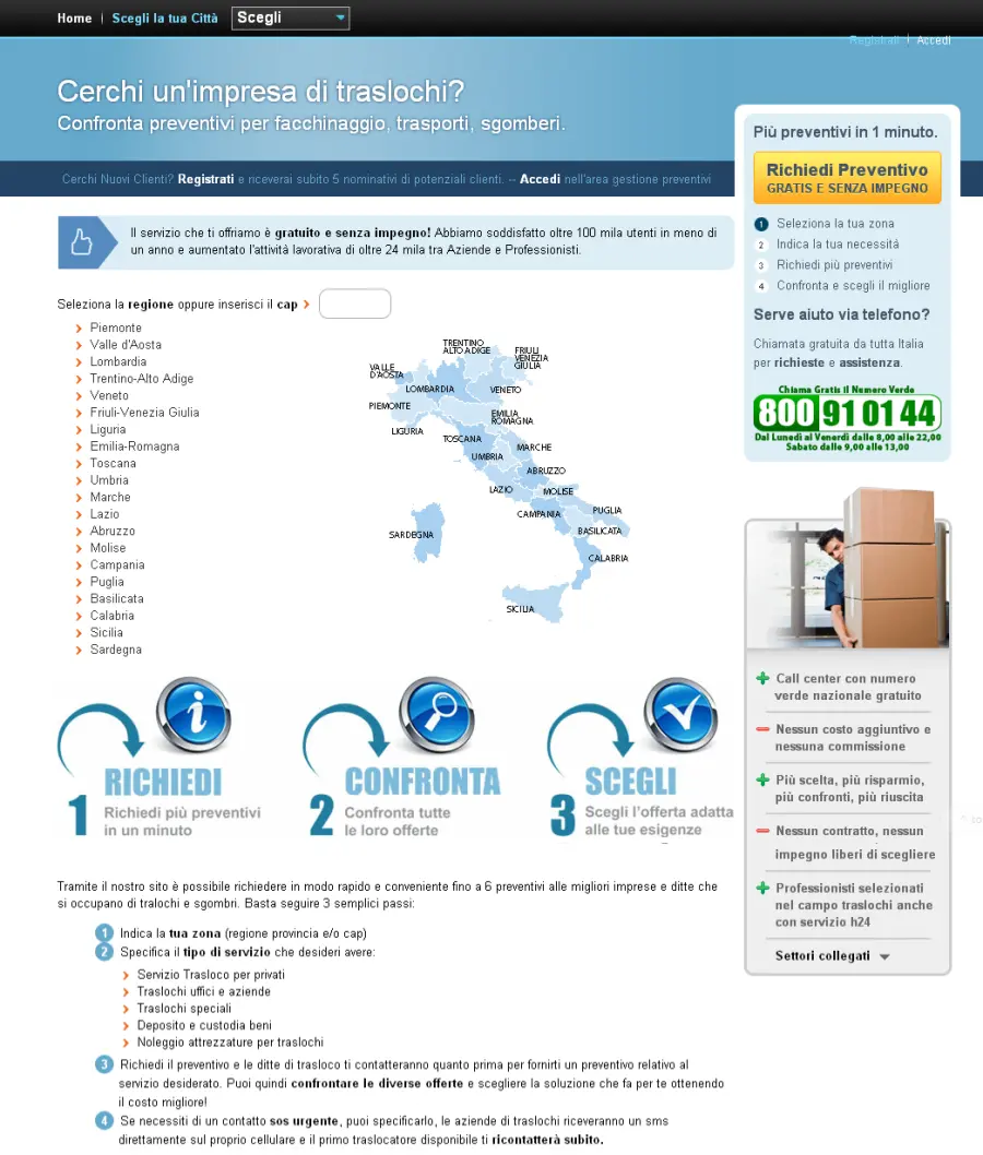 Imprendo.org ti aiuta a trovare un'impresa di traslochi